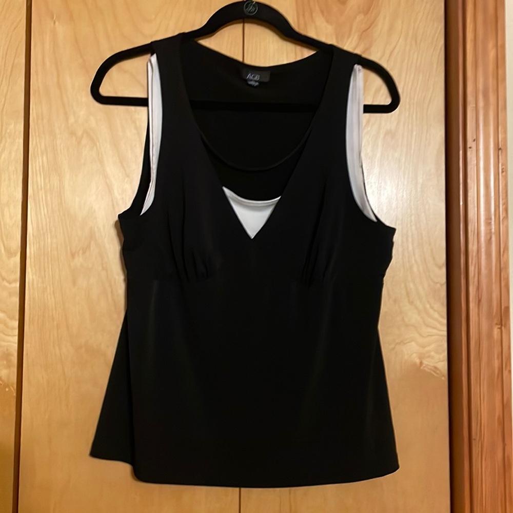 AGB black tank with built in white undershirt